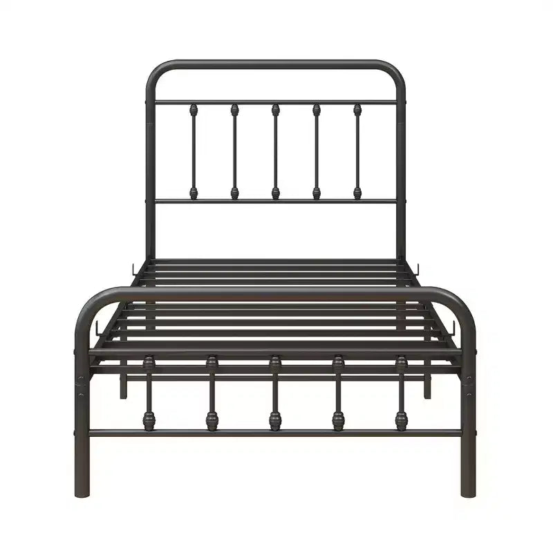 Twin Size Metal Platform Bed Frame with Headboard & Footboard, Under-Bed Storage, No Box Spring Needed