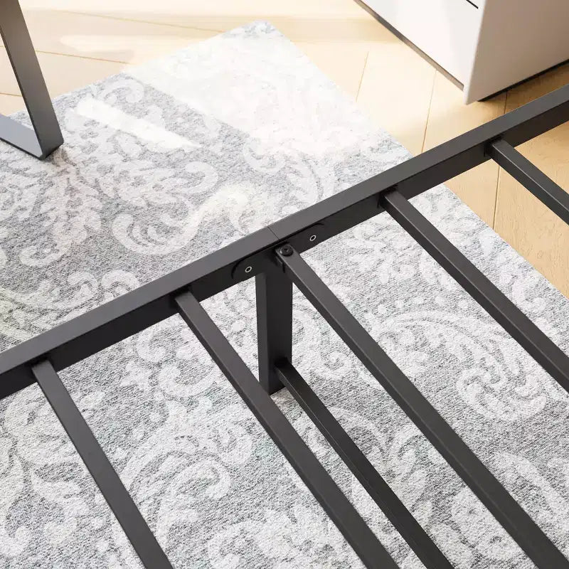 Twin Size Metal Platform Bed Frame with Headboard & Footboard, Under-Bed Storage, No Box Spring Needed