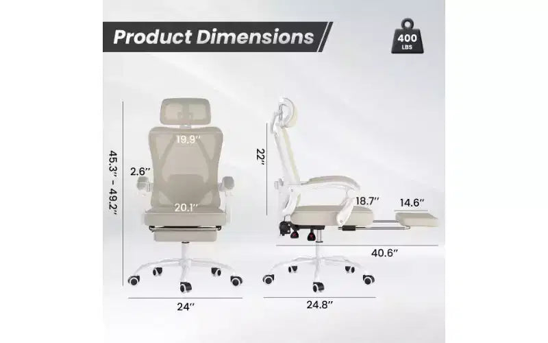 Sedia da ufficio ergonomica con schienale alto in mesh con poggiapiedi, poggiatesta e supporto lombare regolabile, 158 kg