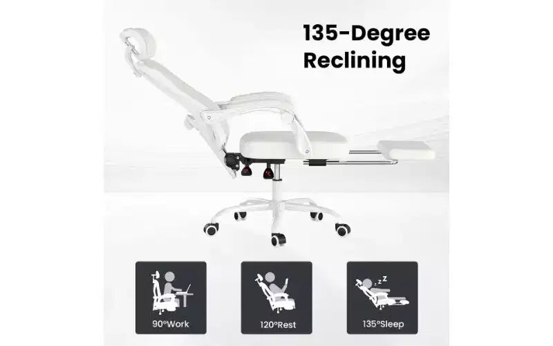 Ergonomic High-Back Mesh Office Chair with Footrest, Headrest & Adjustable Lumbar Support, 350 LBS