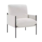 Okak Elegent Accent Chair with Removable Cushion, Reading Chair with Wooden Armrests, Comfy Chair for Living Room, Bedroom, White