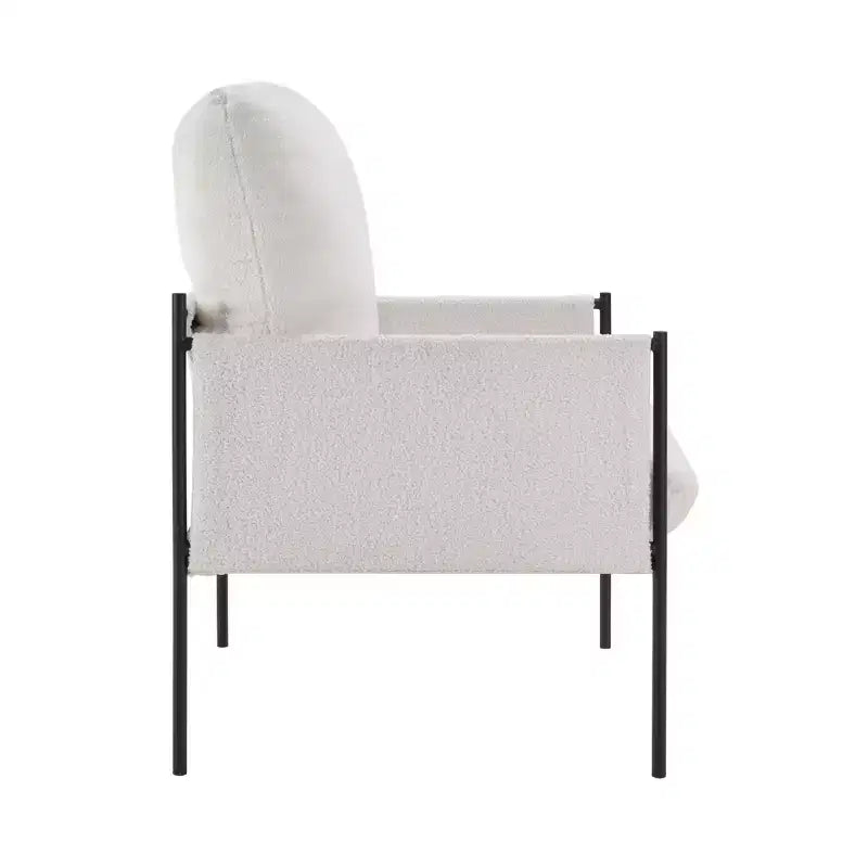 Elegant Accent Reading Chair with Removable Cushion & Wooden Armrests for Living Room, Bedroom, White