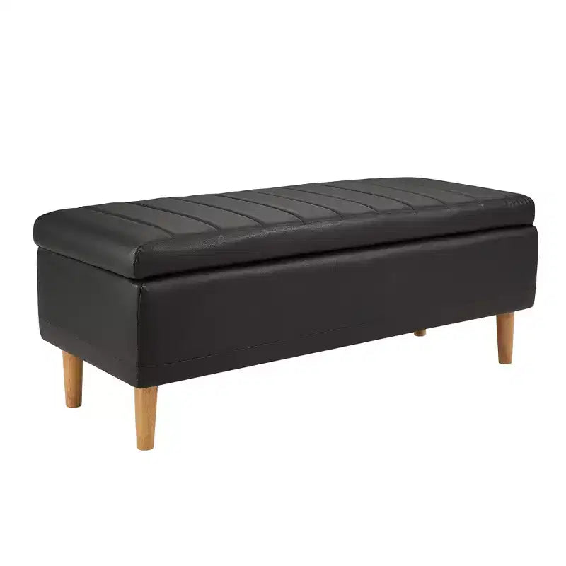 Panca Pouf Contenitore in Moderna Pelle PU 44", Spazio Nascosto Profondo 6,1", Facile da Pulire, Nero