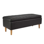 Panca Pouf Contenitore in Moderna Pelle PU 44", Spazio Nascosto Profondo 6,1", Facile da Pulire, Nero