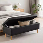 Panca Pouf Contenitore in Moderna Pelle PU 44", Spazio Nascosto Profondo 6,1", Facile da Pulire, Nero