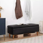 Panca Pouf Contenitore in Moderna Pelle PU 44", Spazio Nascosto Profondo 6,1", Facile da Pulire, Nero