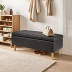Panca Pouf Contenitore in Moderna Pelle PU 44", Spazio Nascosto Profondo 6,1", Facile da Pulire, Nero