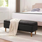 Panca Pouf Contenitore in Moderna Pelle PU 44", Spazio Nascosto Profondo 6,1", Facile da Pulire, Nero