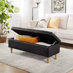 Panca Pouf Contenitore in Moderna Pelle PU 44", Spazio Nascosto Profondo 6,1", Facile da Pulire, Nero