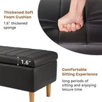Panca Pouf Contenitore in Moderna Pelle PU 44", Spazio Nascosto Profondo 6,1", Facile da Pulire, Nero