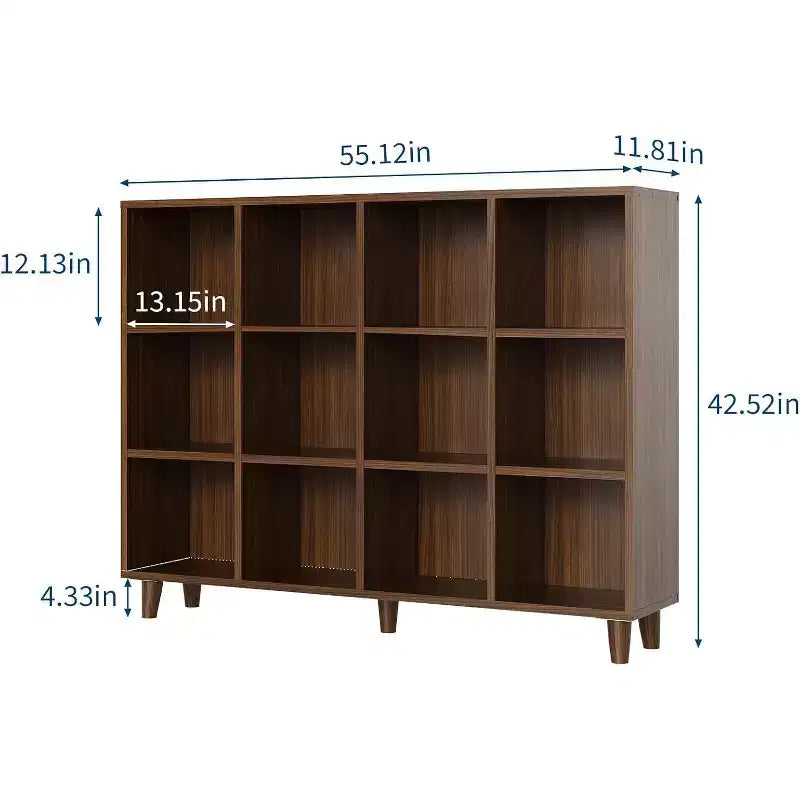 Cube Bookshelf Organizer, Freestanding Open Bookcase with Leg Base, Modern Display Shelf, Storage Cabinet for Home Office Living Room Bedroom
