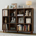 Organizzatore libreria a cubi, Scaffale aperto autoportante con base a gambe, Scaffale espositivo moderno, Mobile contenitore per ufficio domestico, soggiorno, camera da letto