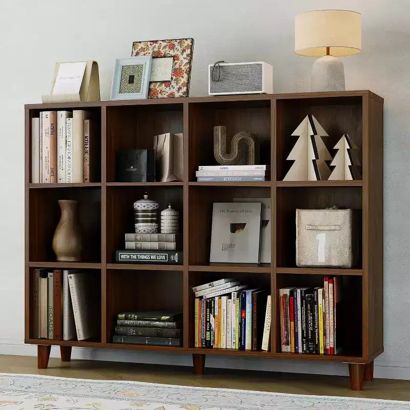 Cube Bookshelf Organizer, Freestanding Open Bookcase with Leg Base, Modern Display Shelf, Storage Cabinet for Home Office Living Room Bedroom