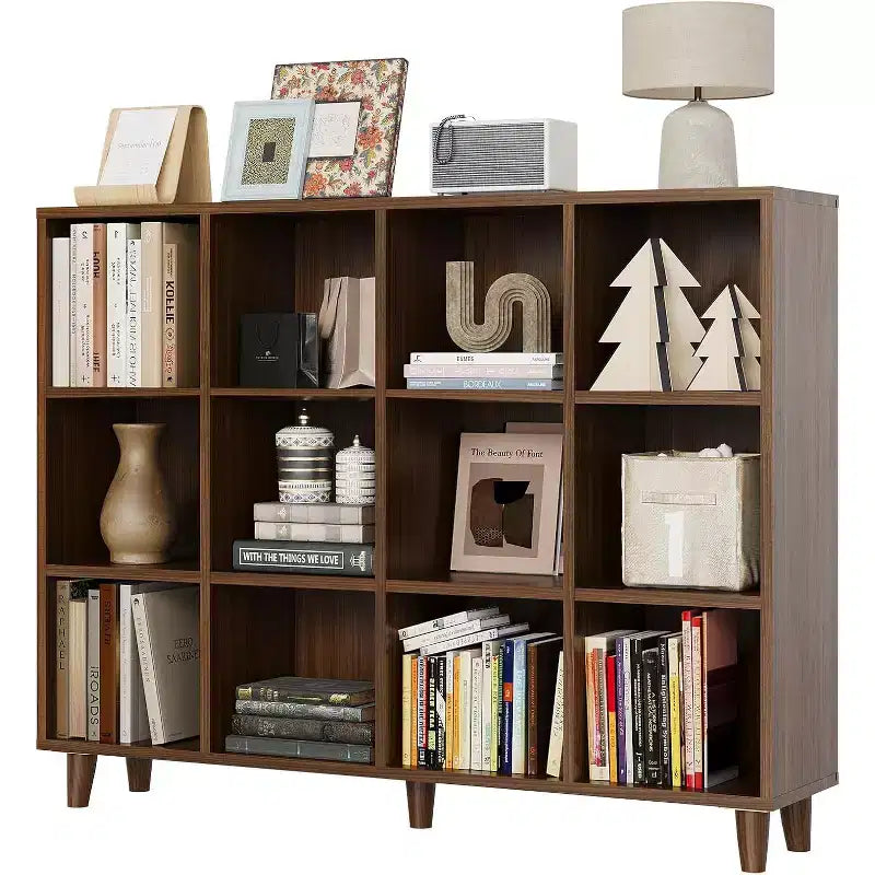 Cube Bookshelf Organizer, Freestanding Open Bookcase with Leg Base, Modern Display Shelf, Storage Cabinet for Home Office Living Room Bedroom