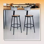 Sgabello da bar in acciaio da 30" con schienale basso e poggiapiedi saldato, sedile rotondo in masonite, nero