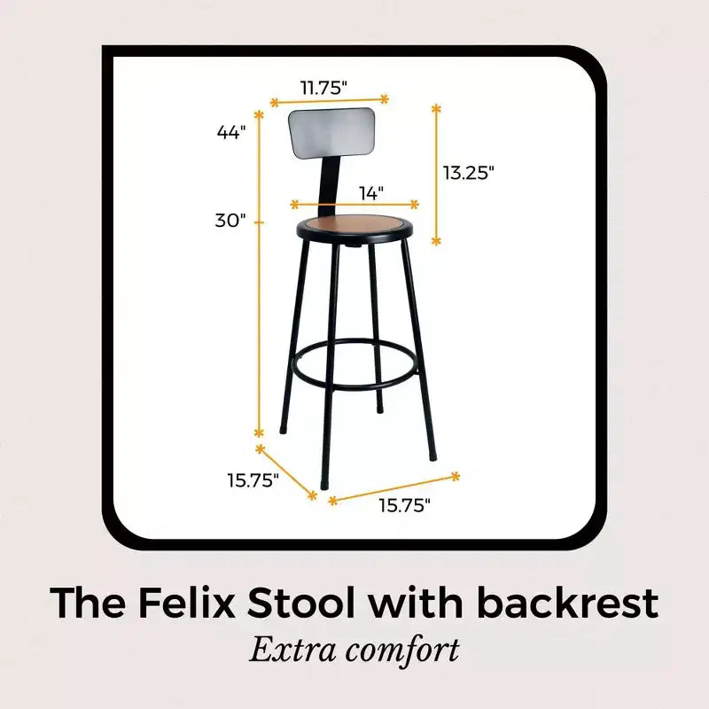 Sgabello da bar in acciaio da 30" con schienale basso e poggiapiedi saldato, sedile rotondo in masonite, nero