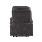 Poltrona Reclinabile Power Lift, in Leather Aire Color Canna di Fucile, Seduta con Molle Insacchettate, 2 Portabicchieri
