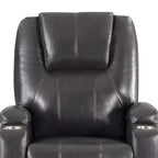 Poltrona Reclinabile Power Lift, in Leather Aire Color Canna di Fucile, Seduta con Molle Insacchettate, 2 Portabicchieri