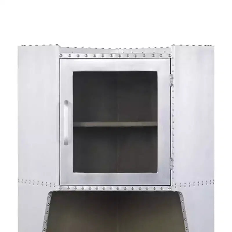 Industrial Aluminum Decorative Storage Cabinet, 2 Doors & 1 Drawer, No Assembly Required