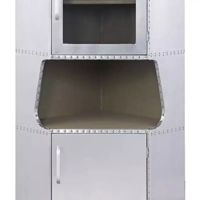 Industrial Aluminum Decorative Storage Cabinet, 2 Doors & 1 Drawer, No Assembly Required