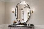 Specchio da bagno ovale con montaggio a parete, orizzontale e verticale, cornice in alluminio, diverse dimensioni
