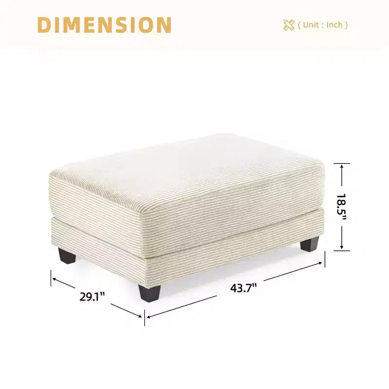 112" Corduroy Sectional Sofa with 2 Ottomans, Hidden Storage, Cup Holders & USB Charging Port, Seats 4