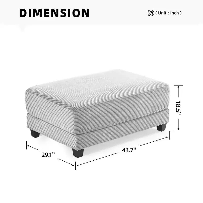 112" Corduroy Sectional Sofa with 2 Ottomans, Hidden Storage, Cup Holders & USB Charging Port, Seats 4