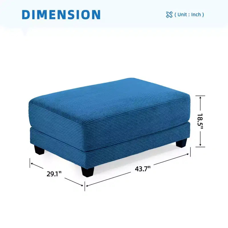 112" Corduroy Sectional Sofa with 2 Ottomans, Hidden Storage, Cup Holders & USB Charging Port, Seats 4