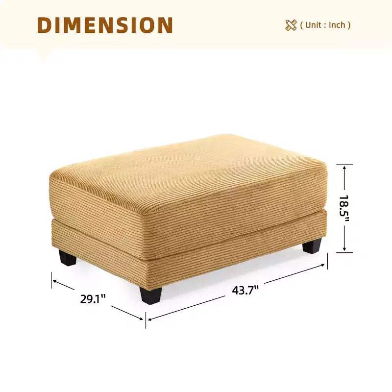 112" Corduroy Sectional Sofa with 2 Ottomans, Hidden Storage, Cup Holders & USB Charging Port, Seats 4