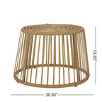 Tavolino da esterno per patio, tavolino rotondo in rattan, tavolino in stile bohémien, tavolino da esterno e da interno per soggiorno, giardino, balcone, cortile
