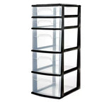 Homz Plastic 5 Clear Drawer Medium Home Storage Container Tower