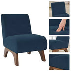 Poltroncina a pozzetto imbottita in velluto a coste con gambe in legno, senza braccioli, per soggiorno, camera da letto