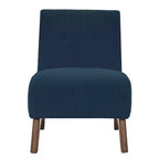 Poltroncina a pozzetto imbottita in velluto a coste con gambe in legno, senza braccioli, per soggiorno, camera da letto