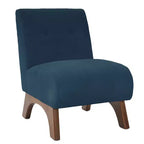Poltroncina a pozzetto imbottita in velluto a coste con gambe in legno, senza braccioli, per soggiorno, camera da letto