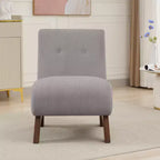 Poltroncina a pozzetto imbottita in velluto a coste con gambe in legno, senza braccioli, per soggiorno, camera da letto