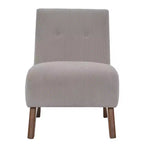 Poltroncina a pozzetto imbottita in velluto a coste con gambe in legno, senza braccioli, per soggiorno, camera da letto