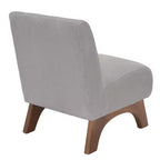 Poltroncina a pozzetto imbottita in velluto a coste con gambe in legno, senza braccioli, per soggiorno, camera da letto