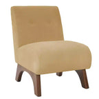 Poltroncina a pozzetto imbottita in velluto a coste con gambe in legno, senza braccioli, per soggiorno, camera da letto