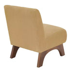 Poltroncina a pozzetto imbottita in velluto a coste con gambe in legno, senza braccioli, per soggiorno, camera da letto