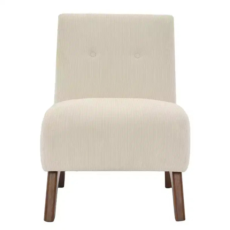 Modern Corduroy Upholstered Slipper Accent Chair with Wood Legs, Armless Reading Chair for Living Room, Bedroom