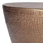 Tavolino rotondo in alluminio stile marocchino, texture organica, finitura nera, nessun montaggio