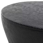 Tavolino rotondo in alluminio stile marocchino, texture organica, finitura nera, nessun montaggio
