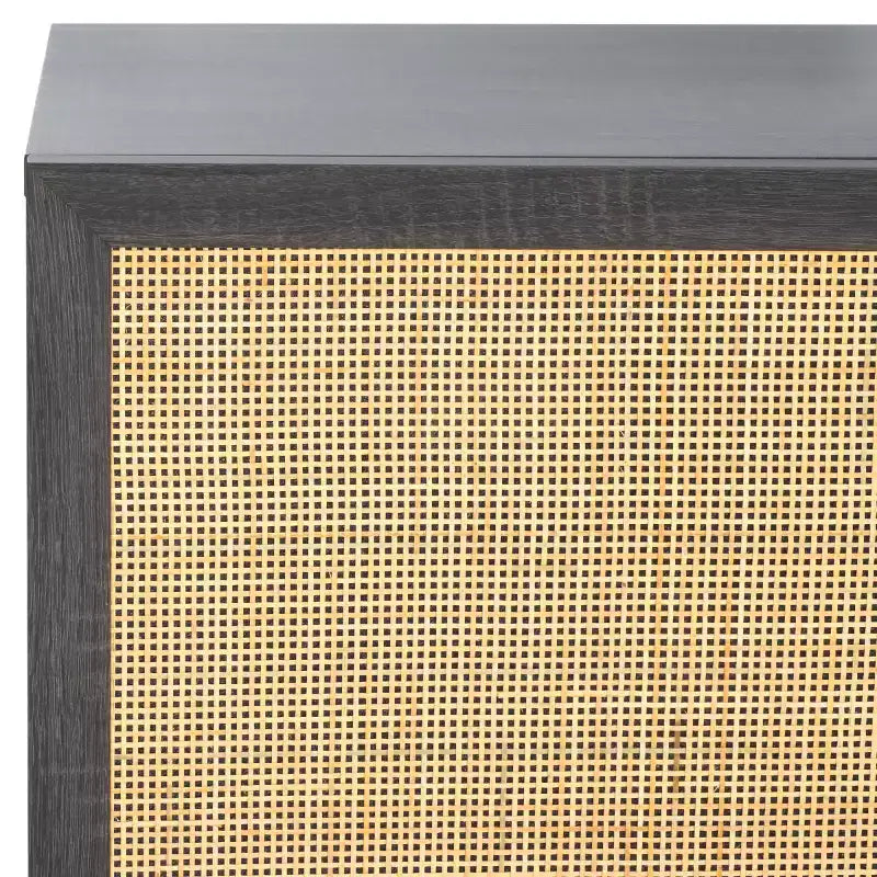 Cassettiera/Mobile TV a 3 ante in rattan con ripiani regolabili e gestione cavi, capacità 94 kg