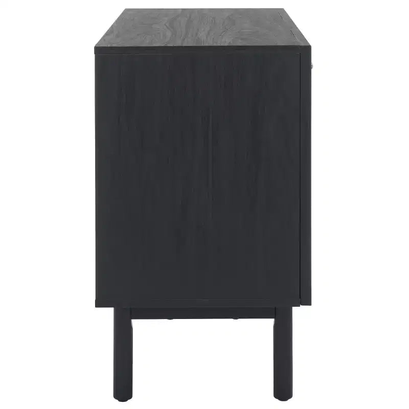 3-Door Rattan Mesh Sideboard Media Stand with Adjustable Shelves & Cable Management, 207 LB Capacity