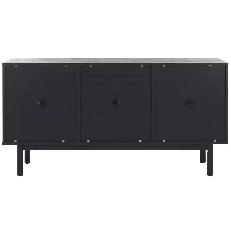 3-Door Rattan Mesh Sideboard Media Stand with Adjustable Shelves & Cable Management, 207 LB Capacity
