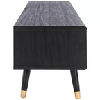 Mobile TV a basso profilo da 55" con cassetto e gestione cavi, adatto a TV fino a 60", Nero/Rovere