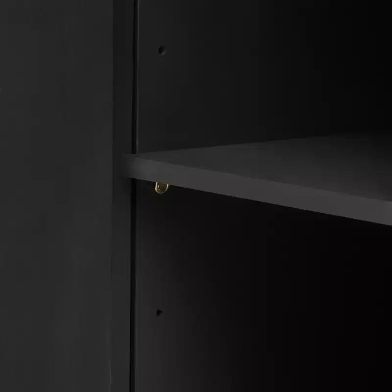 Madia a 4 ante a righe verticali da 160 cm con ripiani regolabili e maniglie in metallo per studio, ingresso, soggiorno
